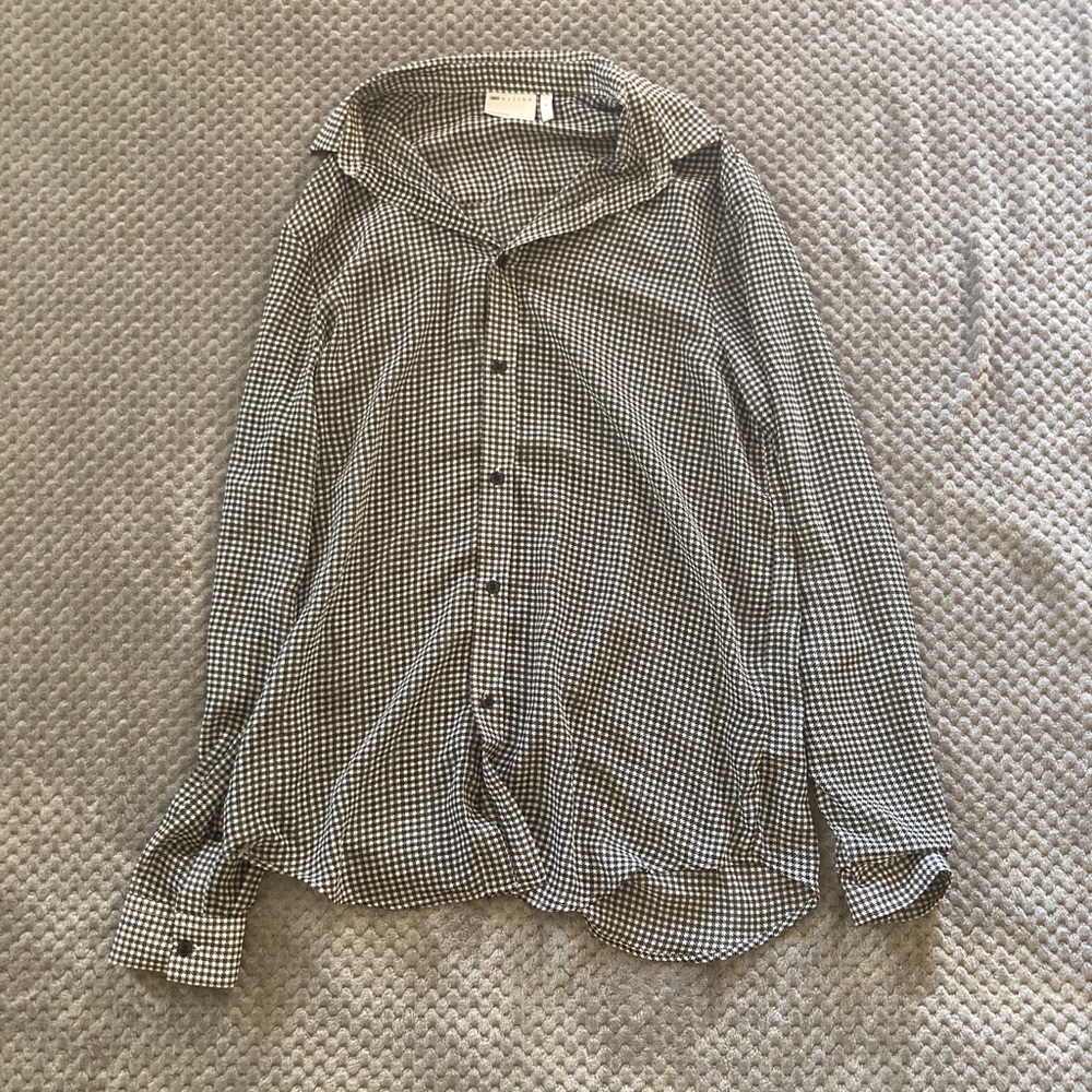 ASOS houndstooth button down sheer shirt